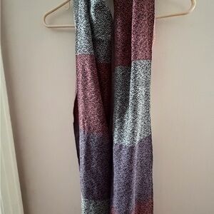 Marled Knit Ombre Scarf in Burgundy, Gray, and Plum